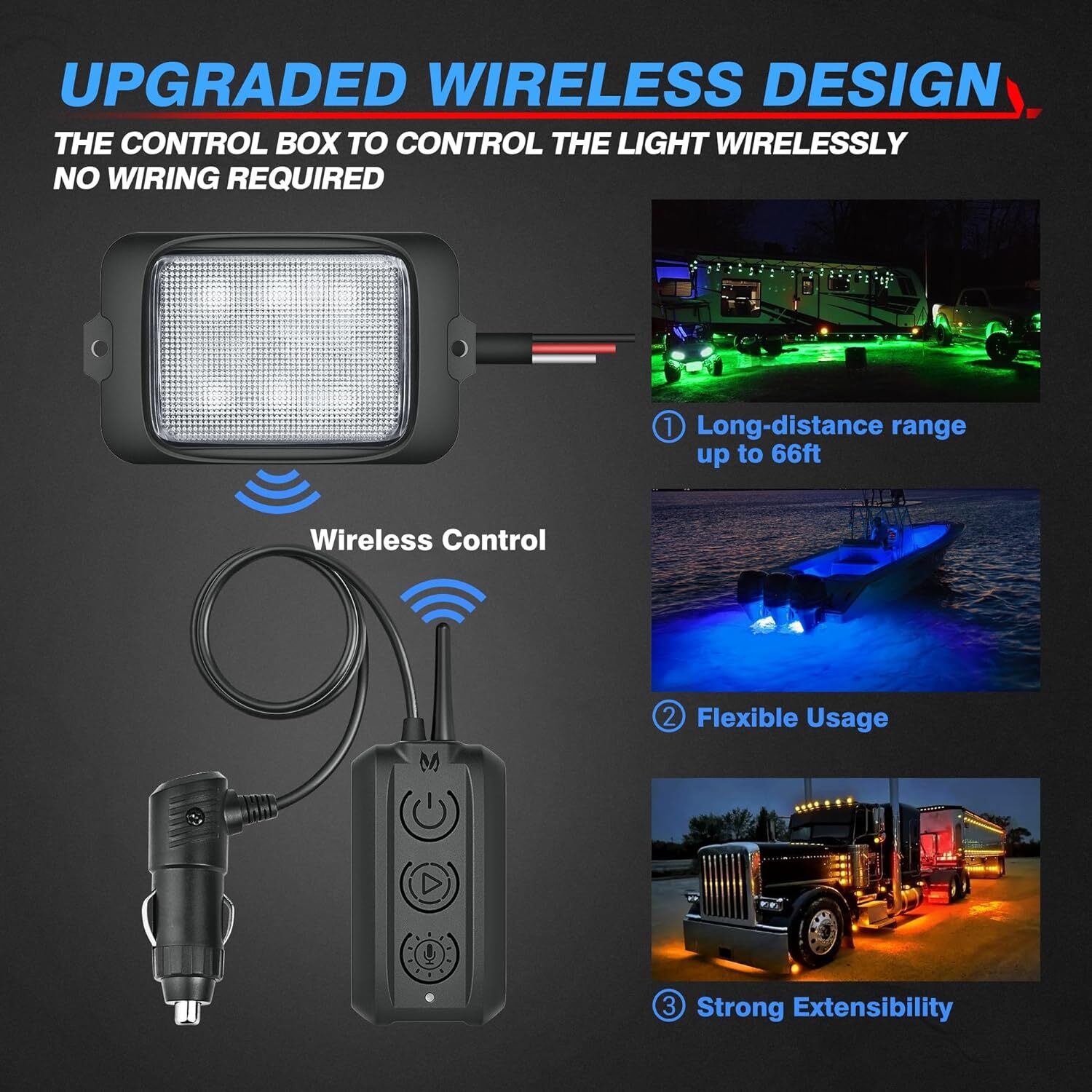 C3 Extensible RGBW LED Rock Lights, 4-24 Pods Wireless Control Underglow Lights