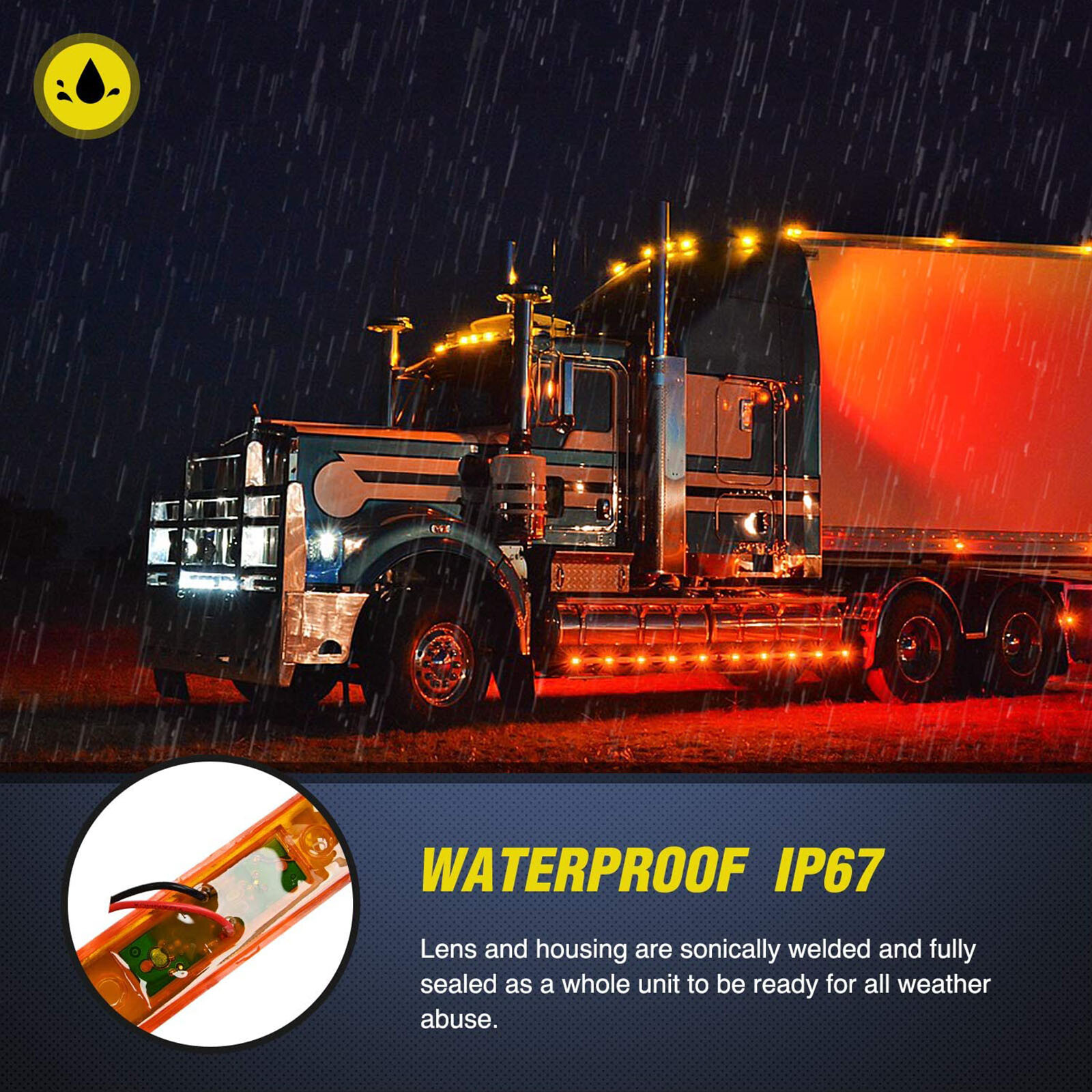 4x Amber Red 3LED Side Marker Lights RV Truck Trailer Clearance Light Waterproof