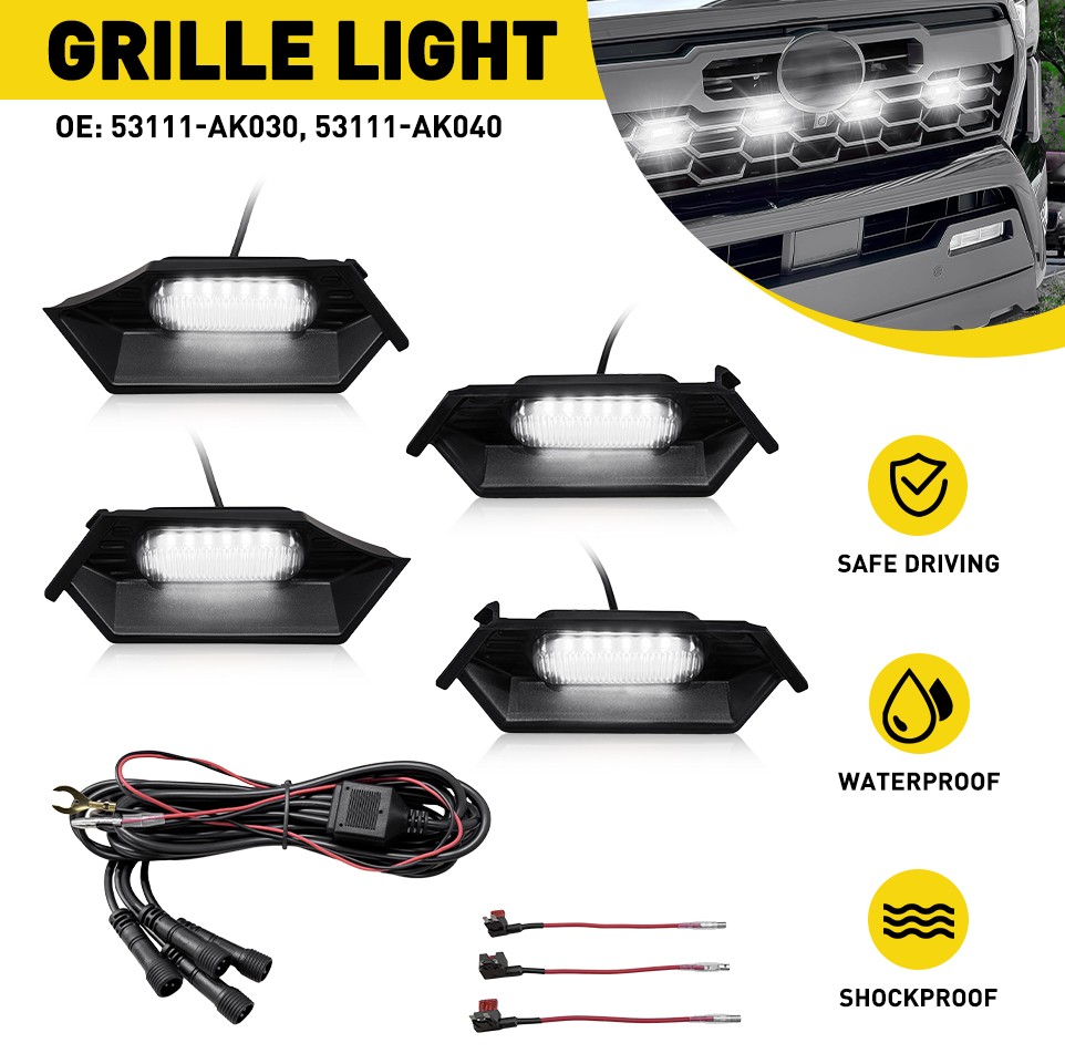 For 2024 2025 Toyota Tacoma TR D LED Grille Lights White DRL Lamp Smoked Lens