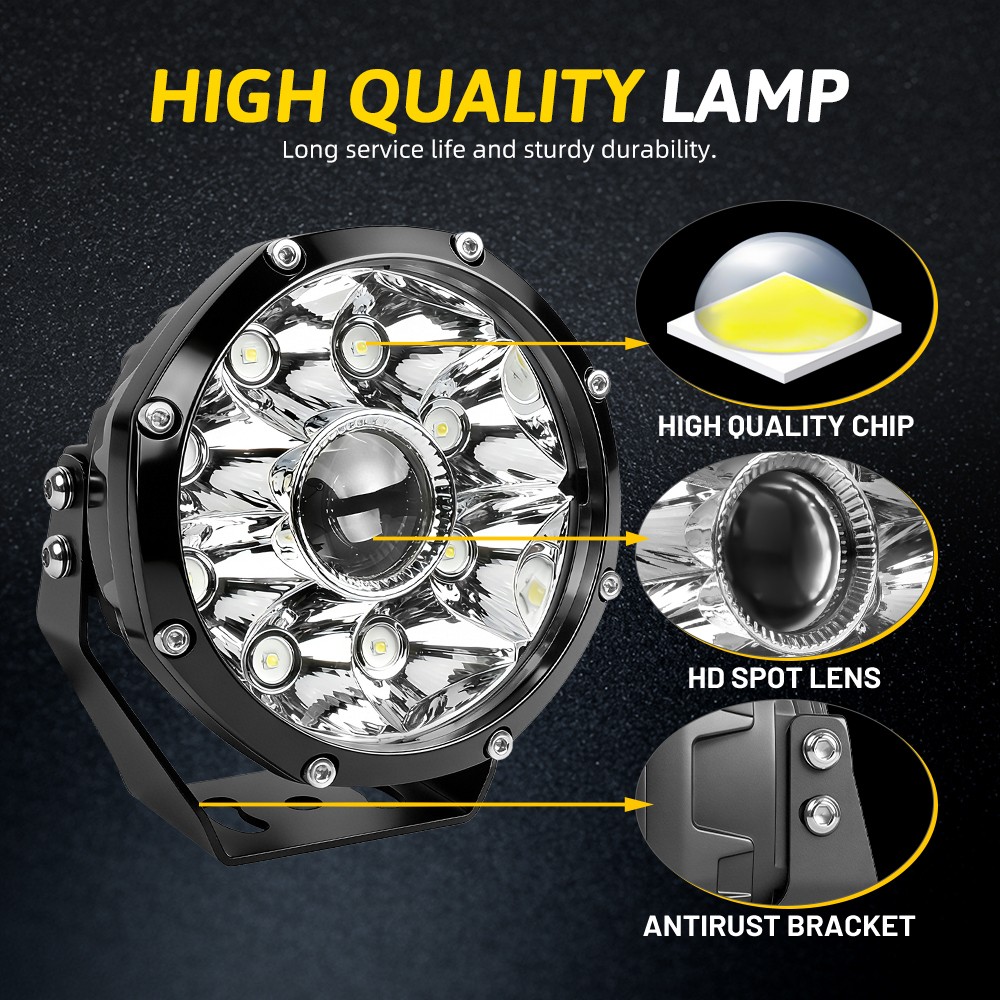 2X Laser 5″INCH 360-PRO 720W Round LED Work Light Bar Offroad ATV UTV Fog Lamp