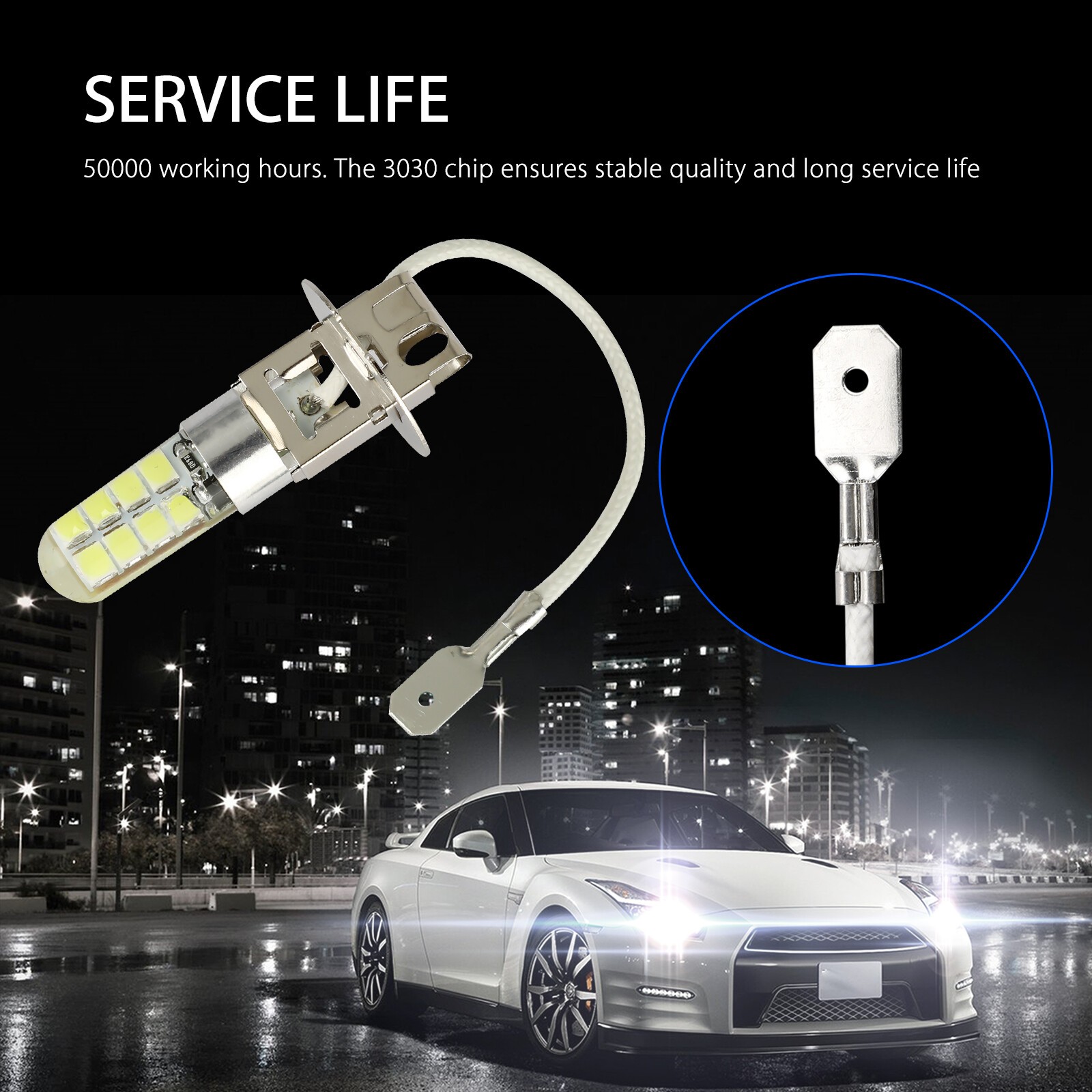 2PCS H3 16-SMD LED Fog Driving Light Bulbs Conversion Kit DRL 6000K Bright White