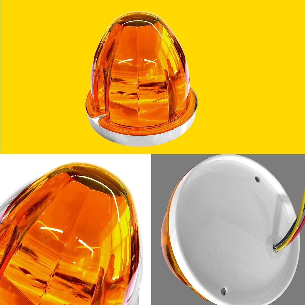 2x Amber LED Watermelon Lights Side Marker Truck Trailer Turn Signal Light 12V