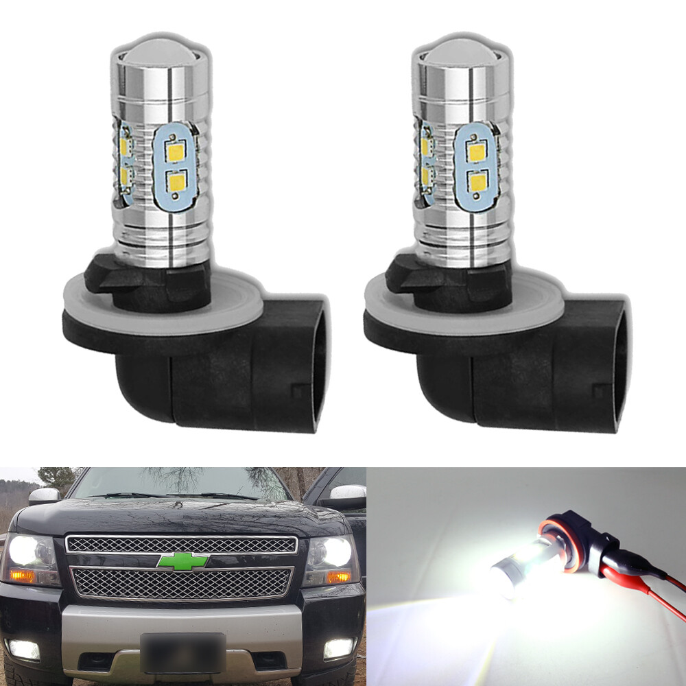 881 886 889 H27W/2 6000k White 1200LM LED Fog DRL Light Bulbs Set of 2