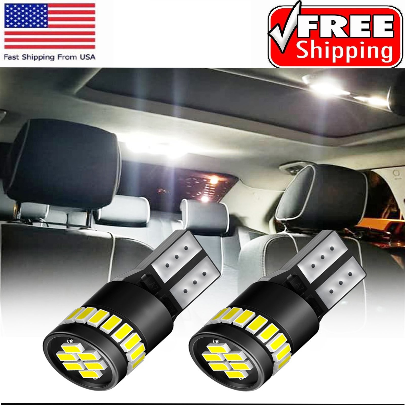 2/4/6X T10 LED License Plate Light Car Interior Bulbs White 168 2825 194 W5W