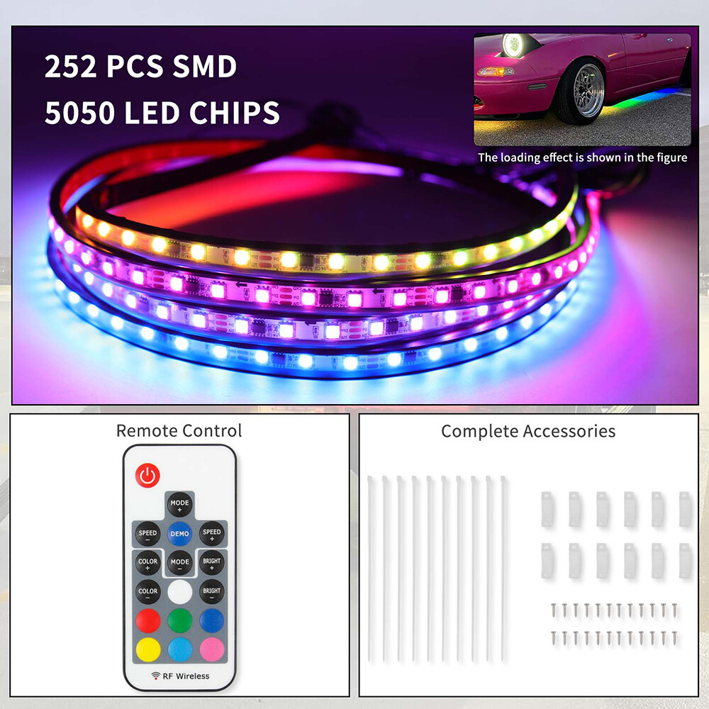 Car Underglow Strip Lamp Flowing LED RGB Neon Colorful Light For Honda Accord
