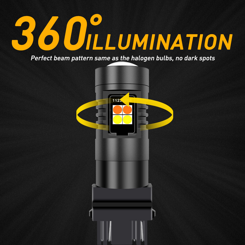 2X For Toyota White/Amber Dual Color LED Turn Signal DRL Lights Bulbs +Resistors