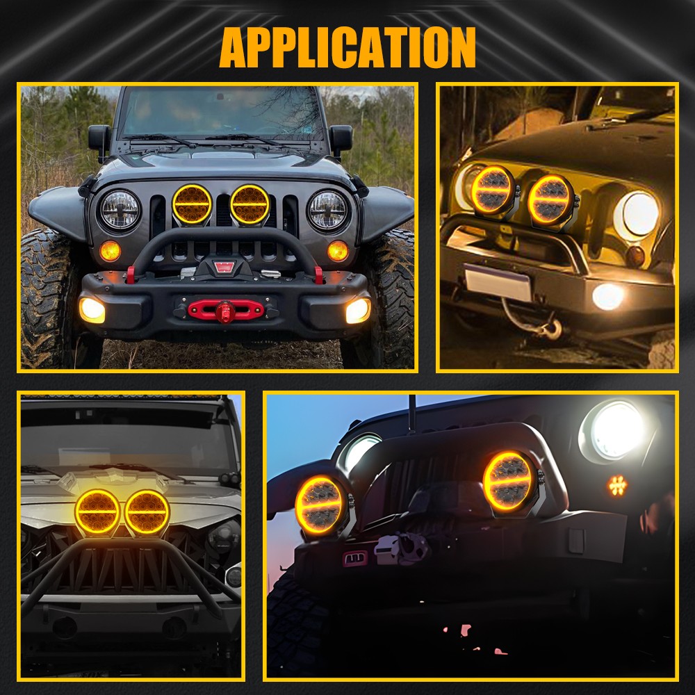 AUXBEAM Pair 7inch LED Work Lights Spot Beam Offroad Driving Pods+Amber Cover