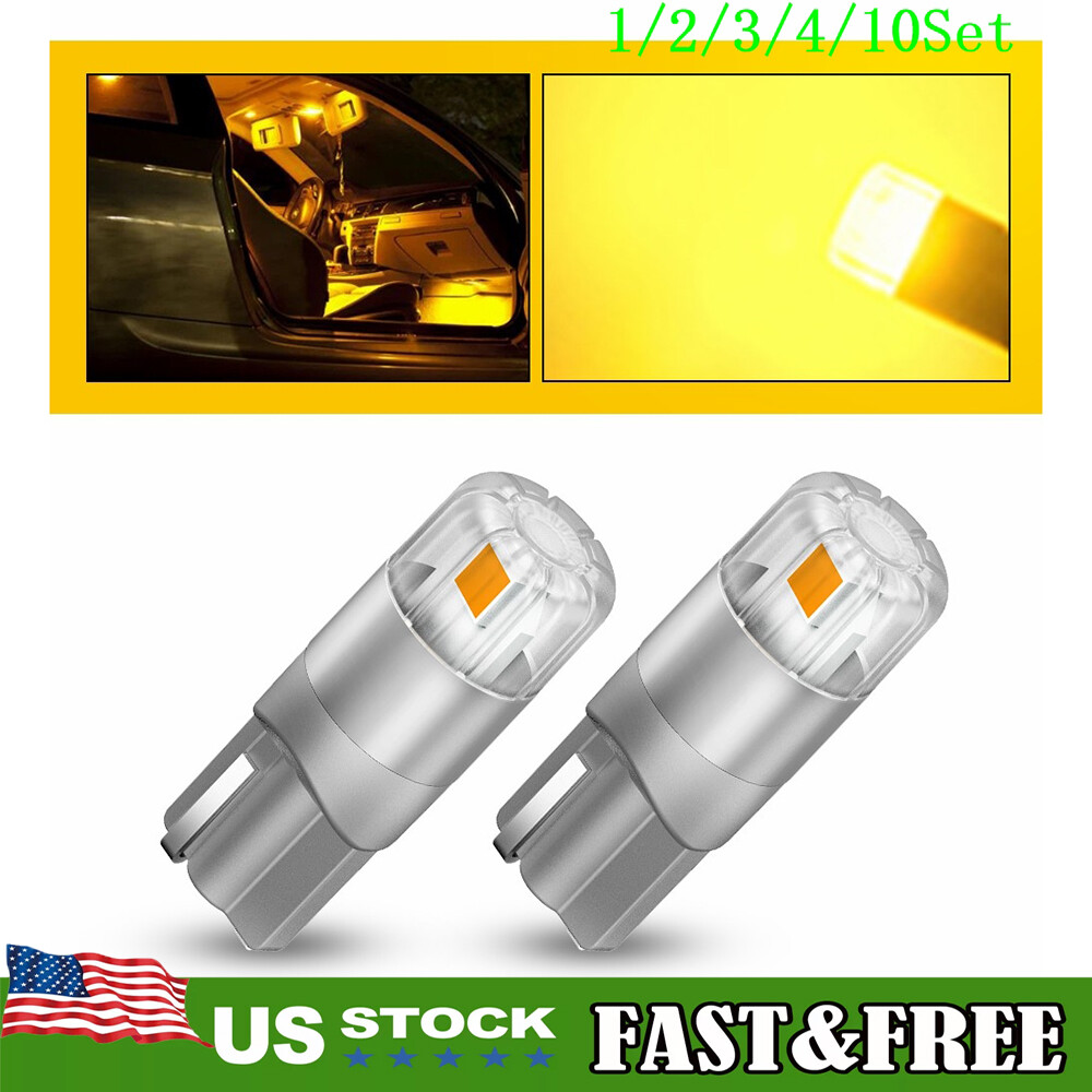 168 194 T10 LED Side Marker Light Bulbs Amber Yellow Super Bright CANBUS 1~10Set