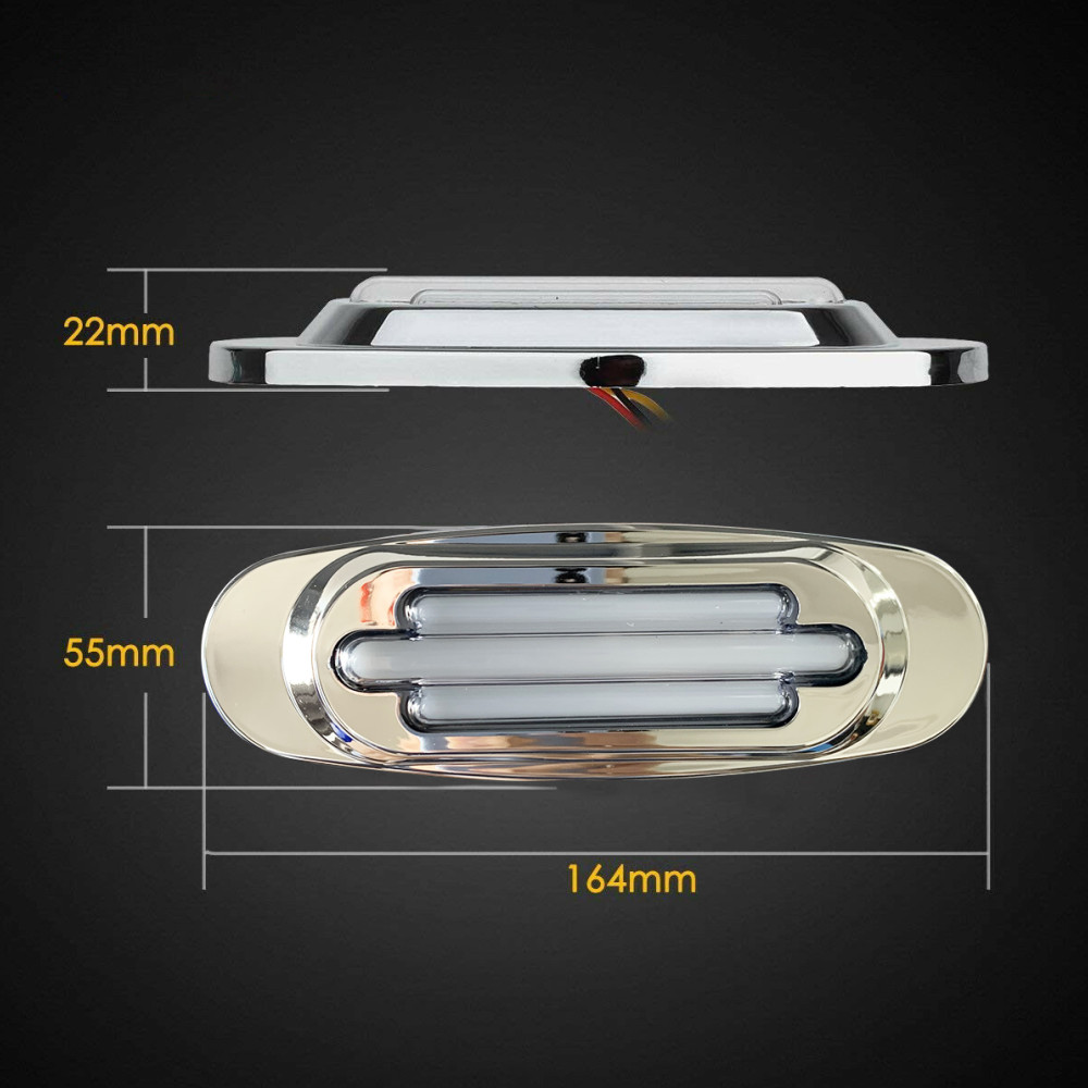 2PCS White16-LED Trailer Side Marker And Turn Signal Lights Sealed DC 12-24V