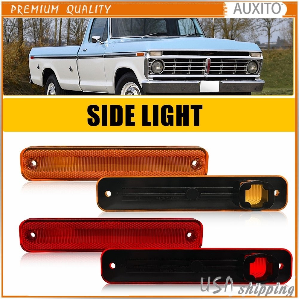 4/8x Front & Rear Side Marker Light Lamp Assemblies for Ford Truck, Bronco