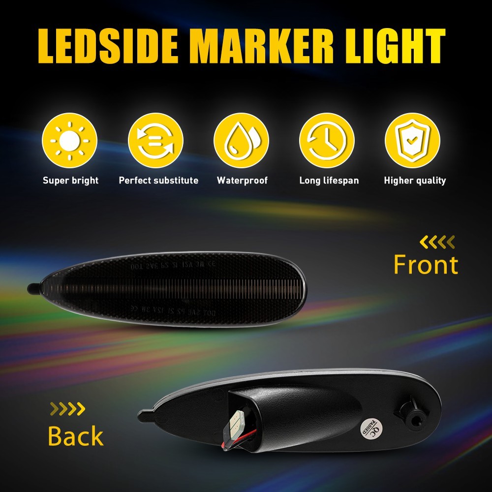 2 Front Left Right Smoke LED Amber Side Marker Lights For 2004-2006 Pontiac GTO