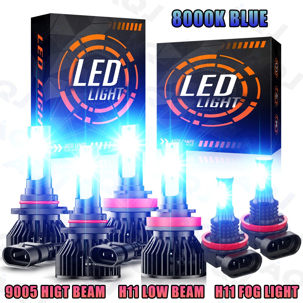 For Ram 3500 2019-2021 Combo LED Headlight+Fog Light Bulbs Kit 8000K Ice Blue 6X