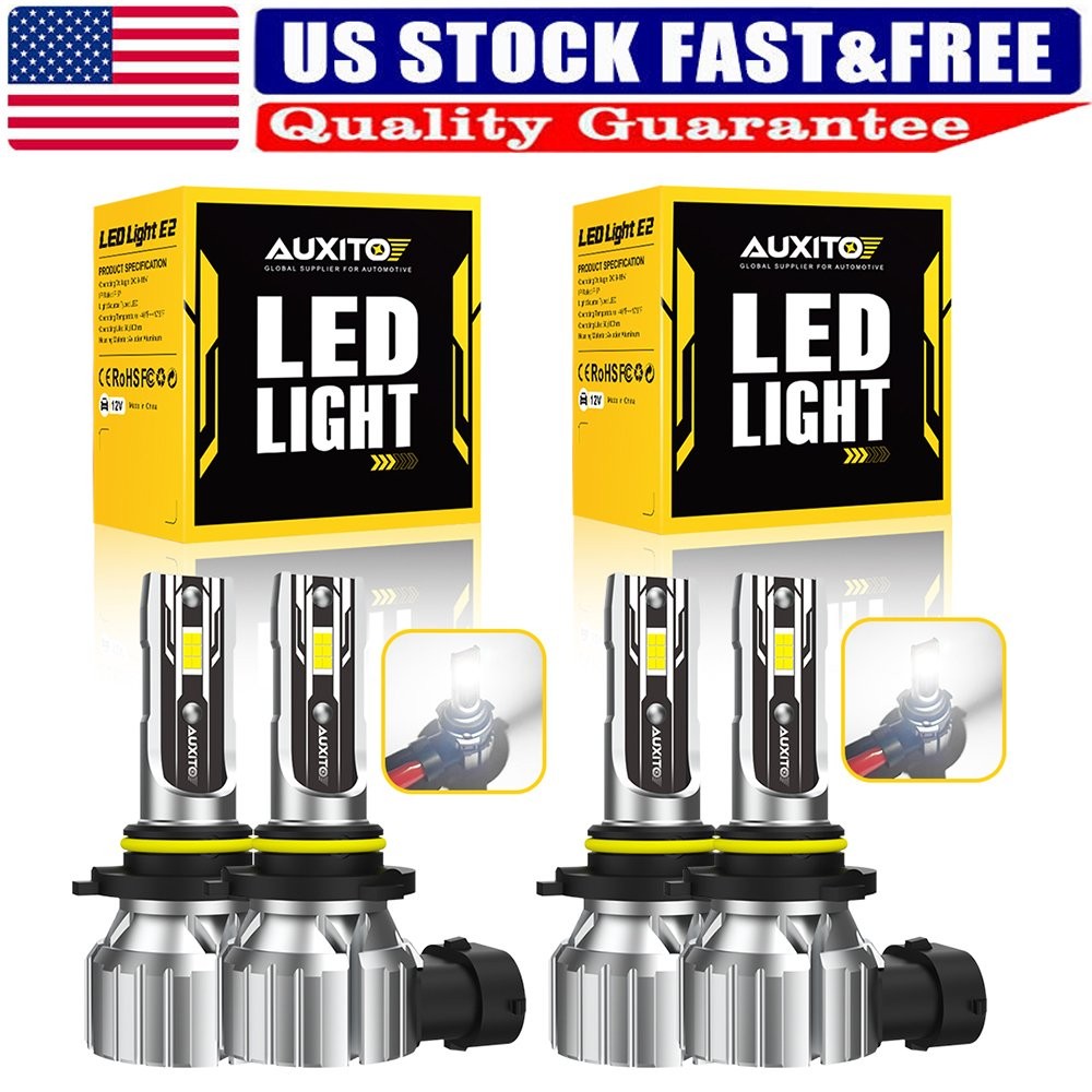 9005+9006 LED Combo Headlight Kit White Light Bulbs 60000LM High Low Beam CANbus