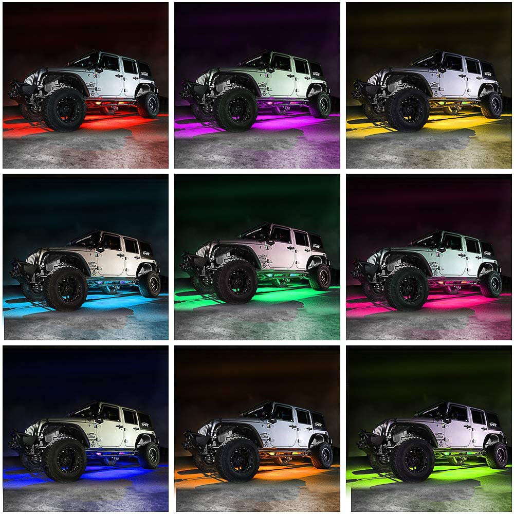 4X RGB LED Strip Under Car Tube Underglow Underbody Remote Control Neon Lights