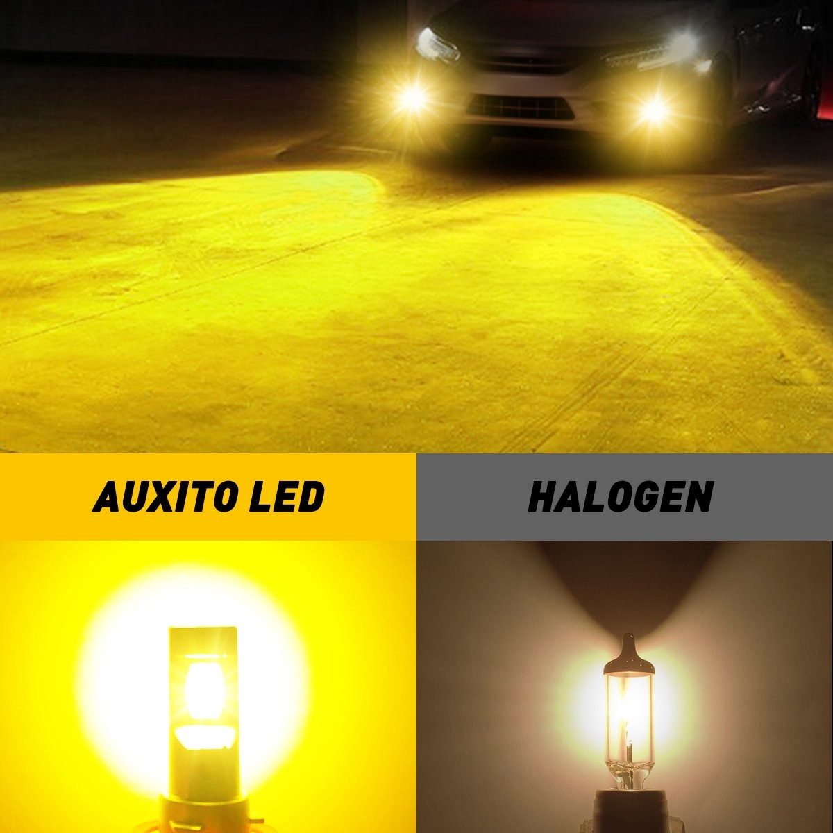 2 Pack H11 H8 H9 LED Fog Light Bulb Fanless High Brightness 3000K Golden Yellow