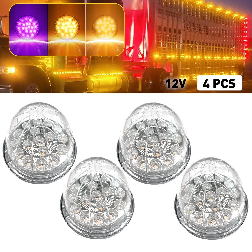 4X 17-LED Dual Colors Amber Purple Watermelon Lights Turn Signal For Trucks EPY