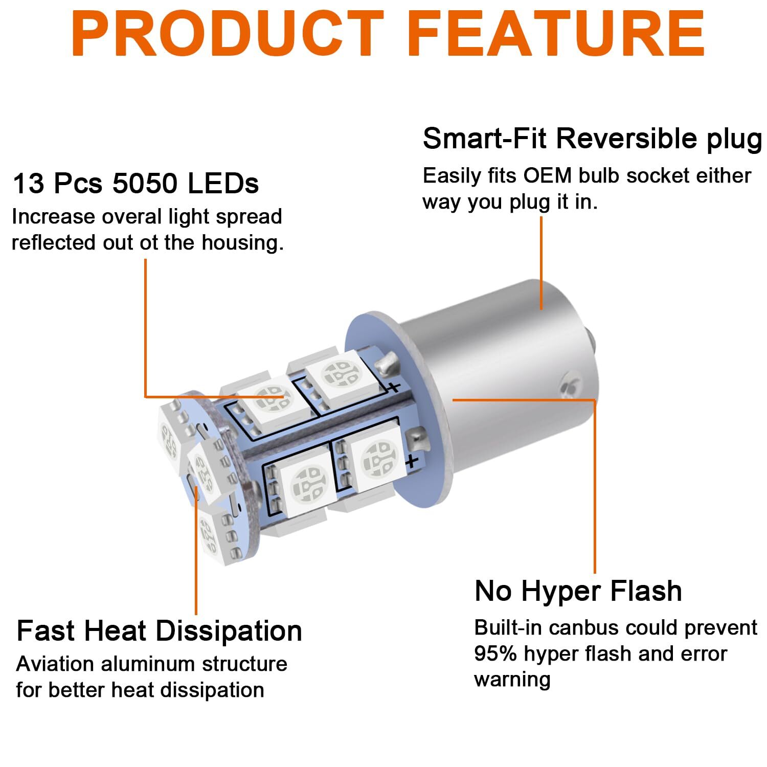1156 LED Bulb Blue Super Bright 1073 1003 BA15S 7506 1141 LED Bulbs 5050 13-SMD