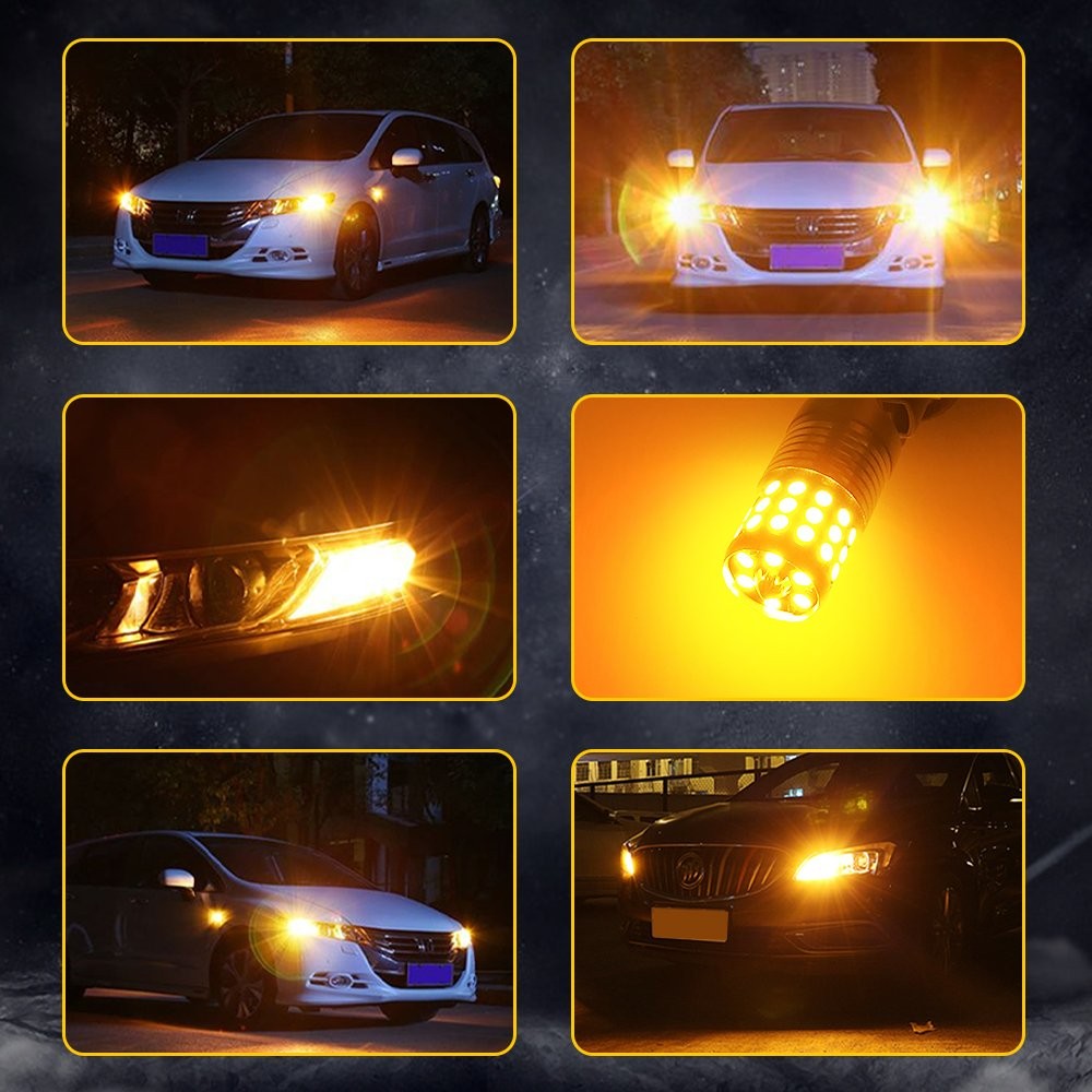 7440 7441 7444 LED Turn Signal Light Bulbs with Built-in Resistor Amber Yellow