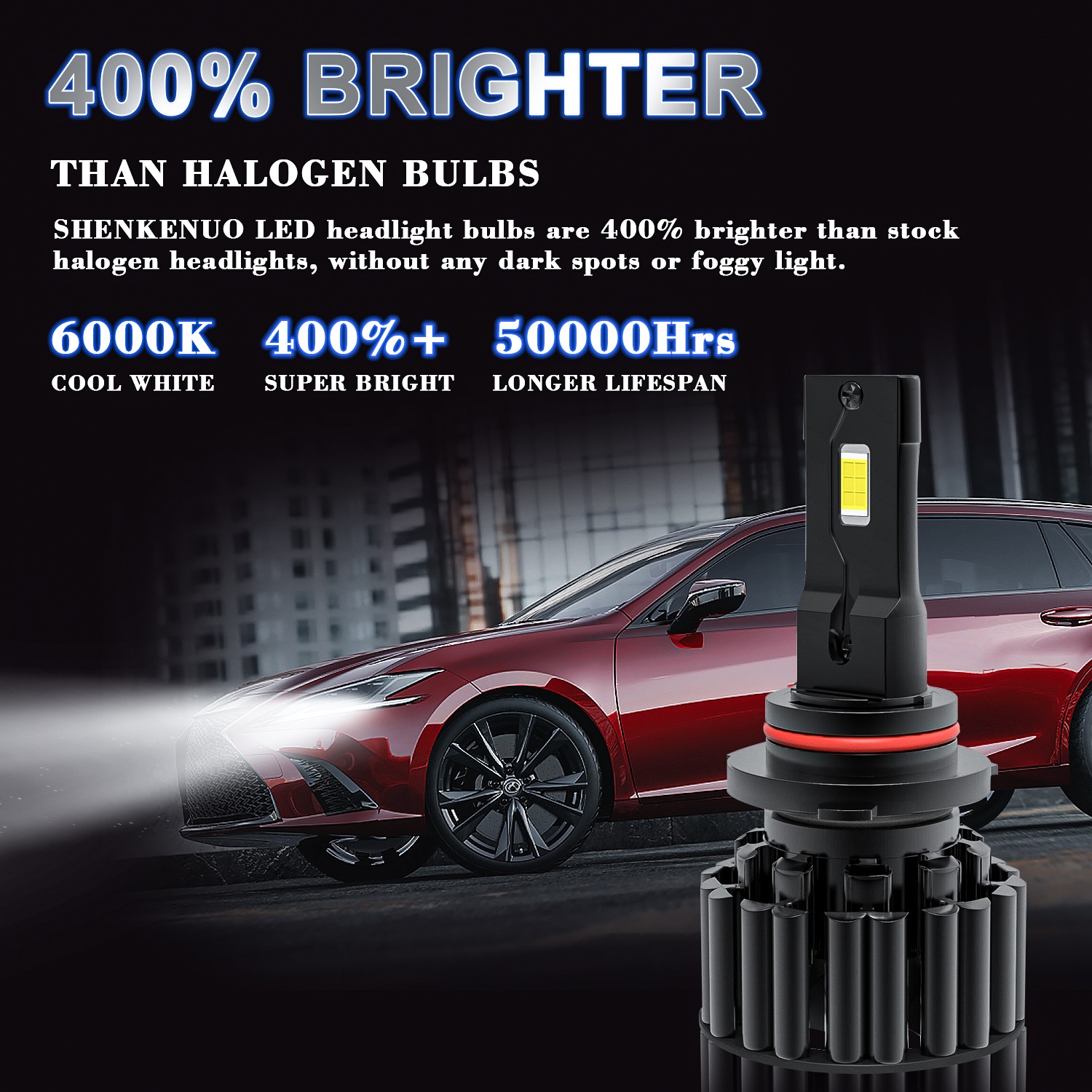 Pair H11 H8 H9 9005 HB3 LED Headlight KIT Combo Bulbs 6000K High&Low Beam White