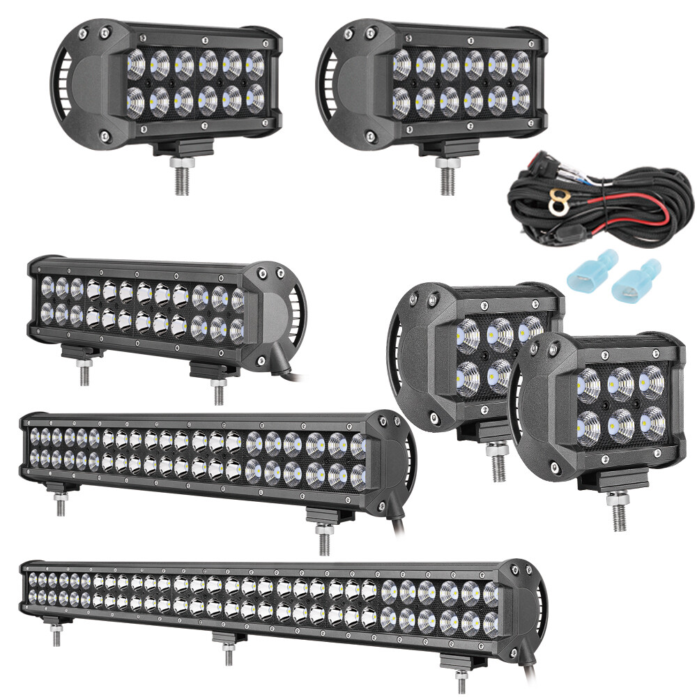 Dual Row LED Light Bar Pods 4″/7″/12″/20″/28″ Spot Flood Offroad Truck Driving