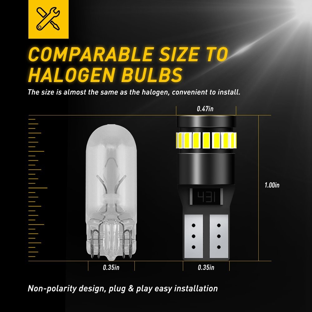 2/4/6X T10 LED License Plate Light Car Interior Bulbs White 168 2825 194 W5W