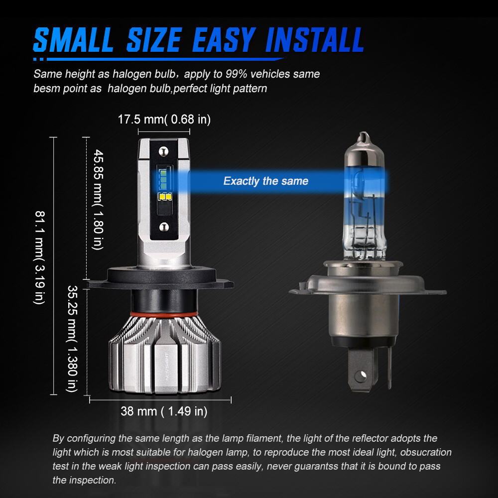 NOVSIGHT H4 9003 HB2 LED Headlight Bulbs High Low Beam 6500K Replace Xenon