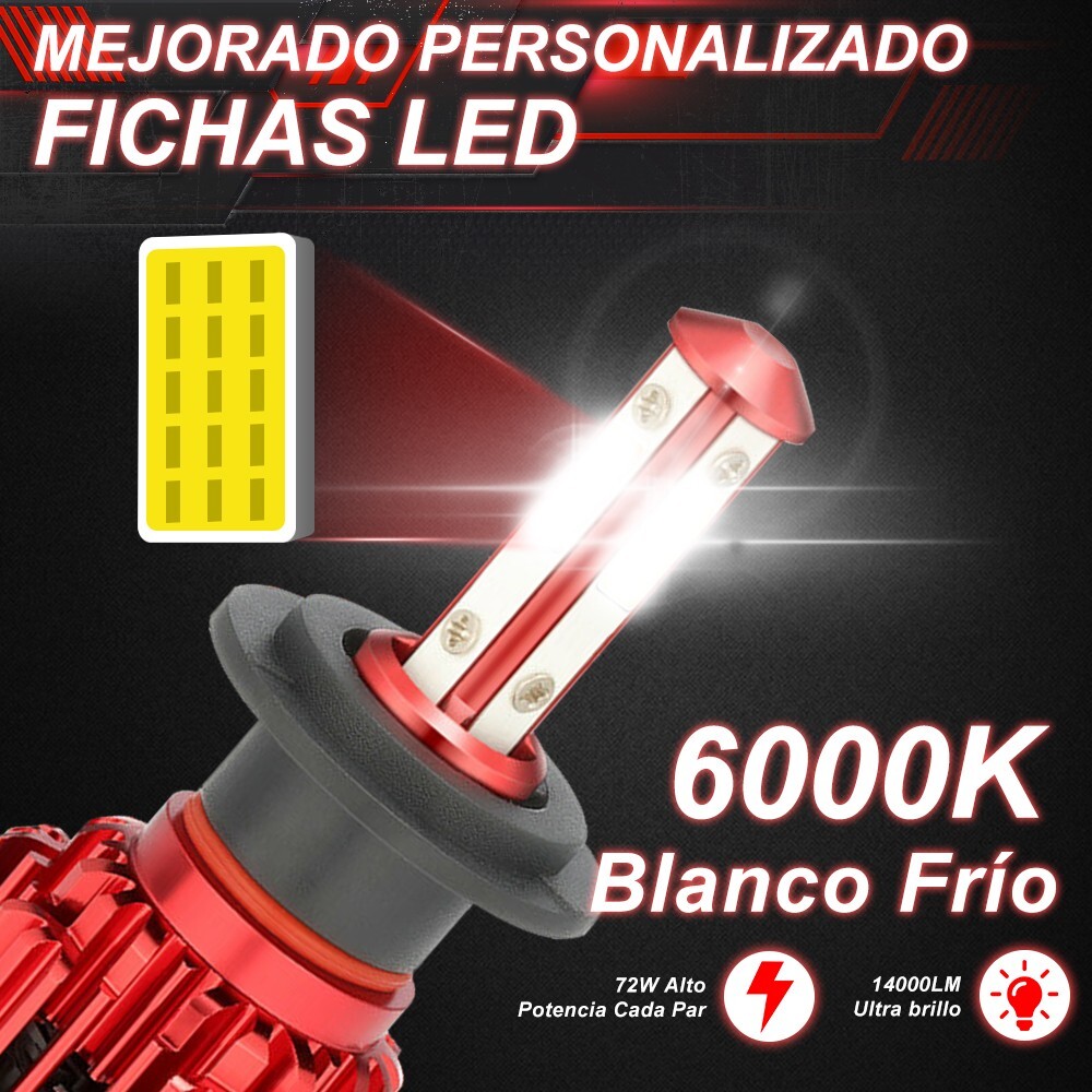 4 Sides H7 LED Headlight Bulb Kit High Low Beam 6500K White Super Bright 20000LM