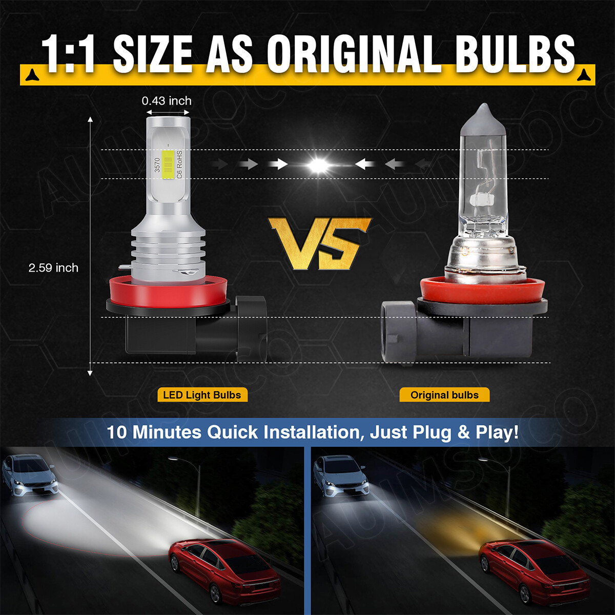 For Chevrolet Silverado 1500 2013-2021 LED Headlight Bulbs High Low Beam 80000LM
