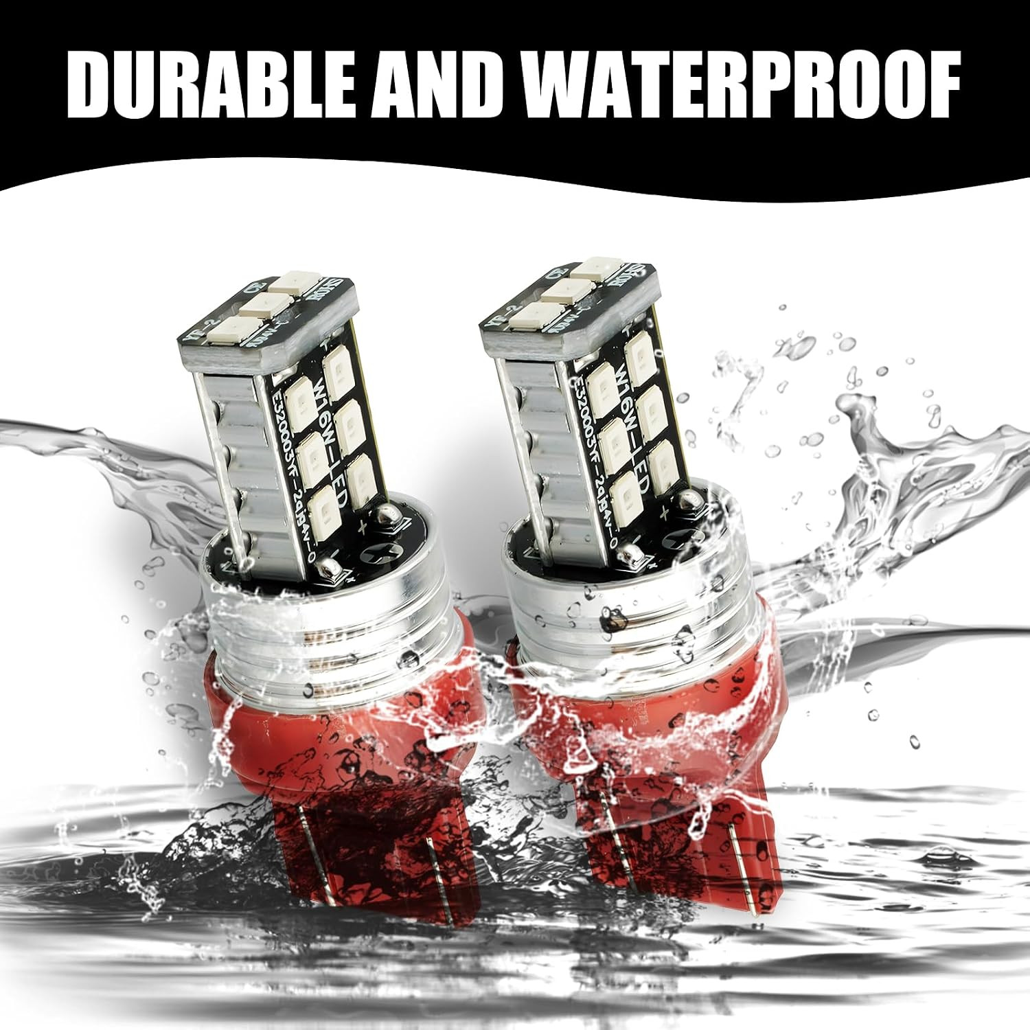 4PCS 7443 7440 LED Red Strobe Flash Blinking Brake Stop Tail Parking Light Bulbs