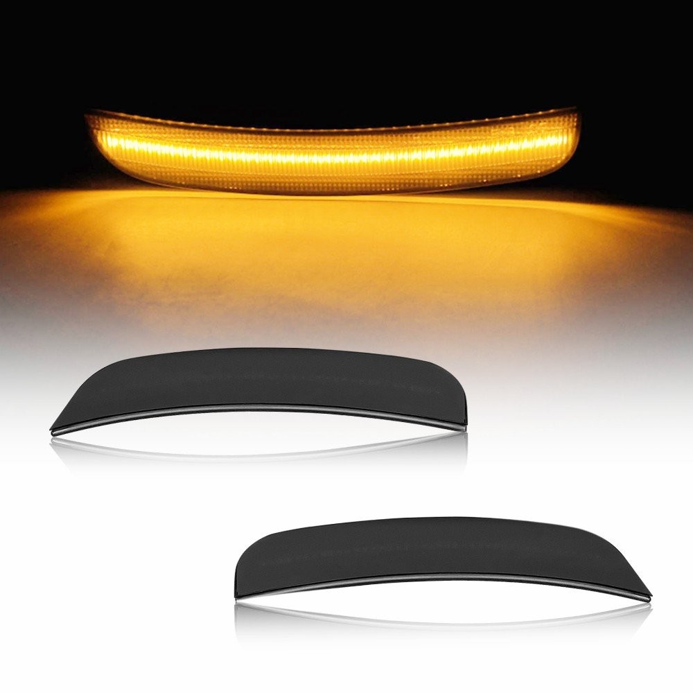 2PCS Amber LED Smoked Front Bumper Side Marker Lights For Chrysler 2015-2023 300
