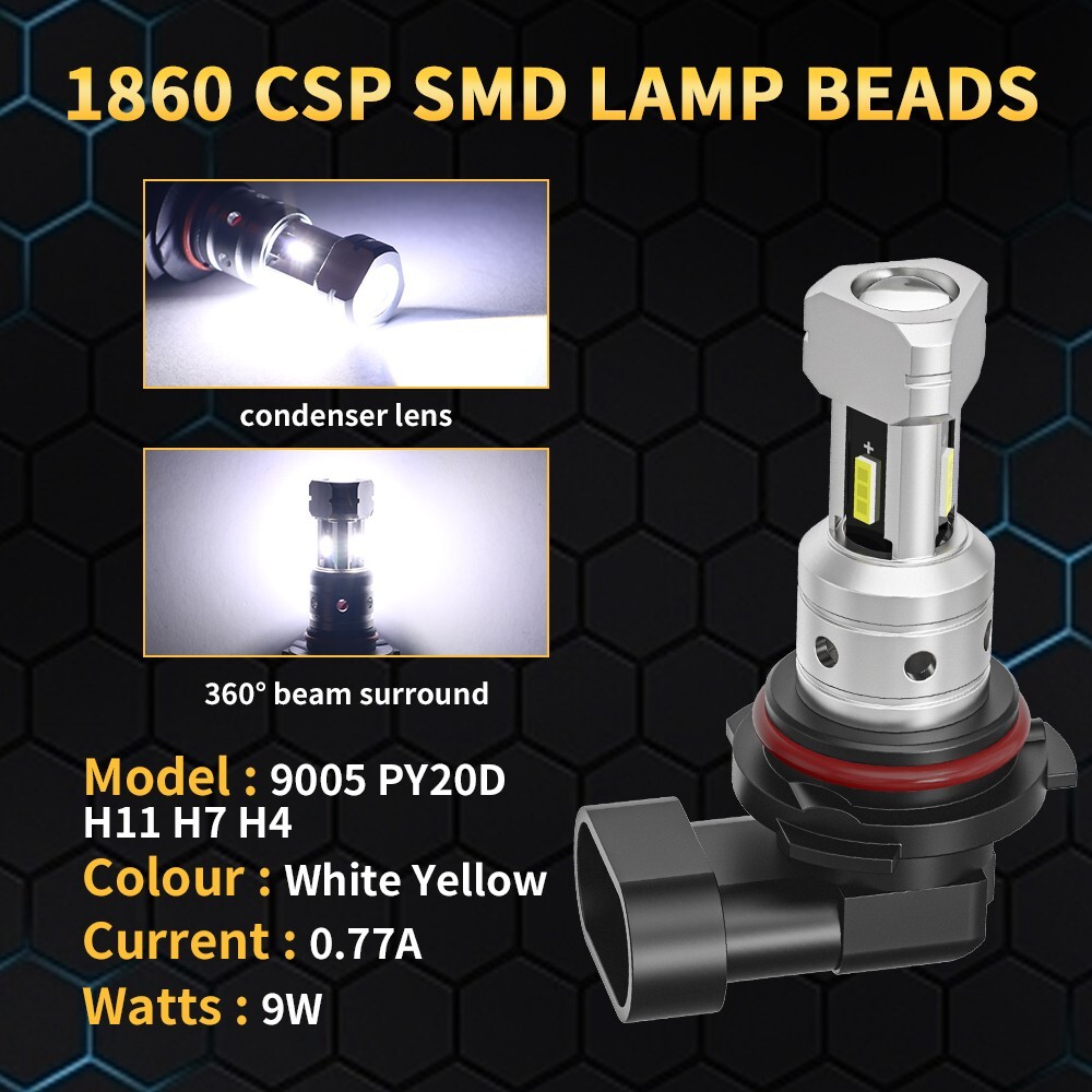 2x 9005 LED Headlight Bulb Kit High Low Beam 60000LM Super Bright 6500K White