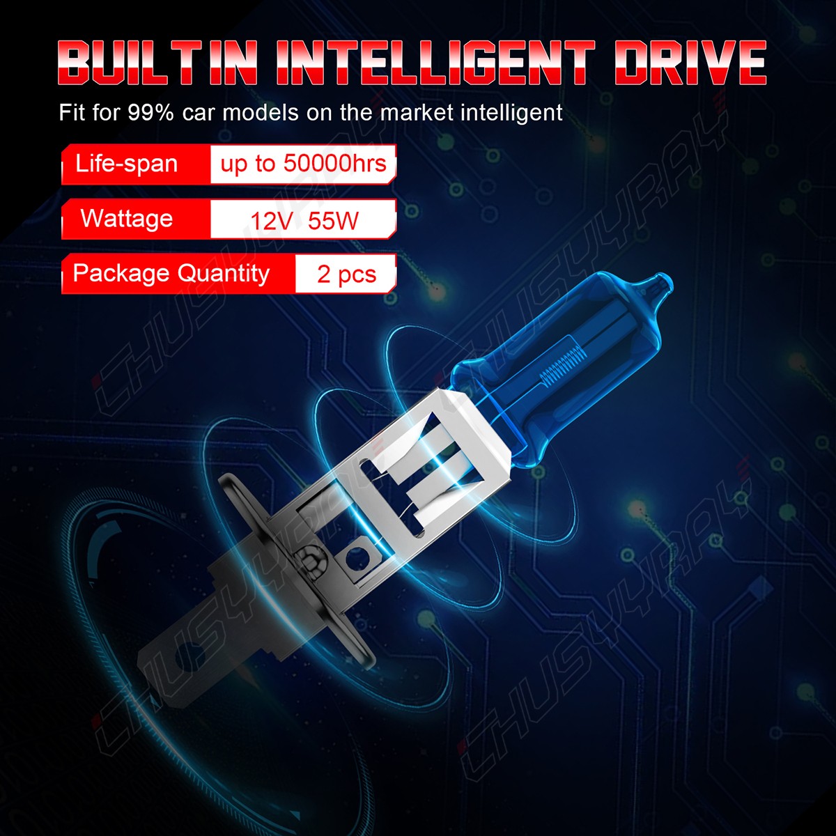 H1 Halogen Headlight Bulb Conversion Kit High Low Beam Lamp 6000K Super White