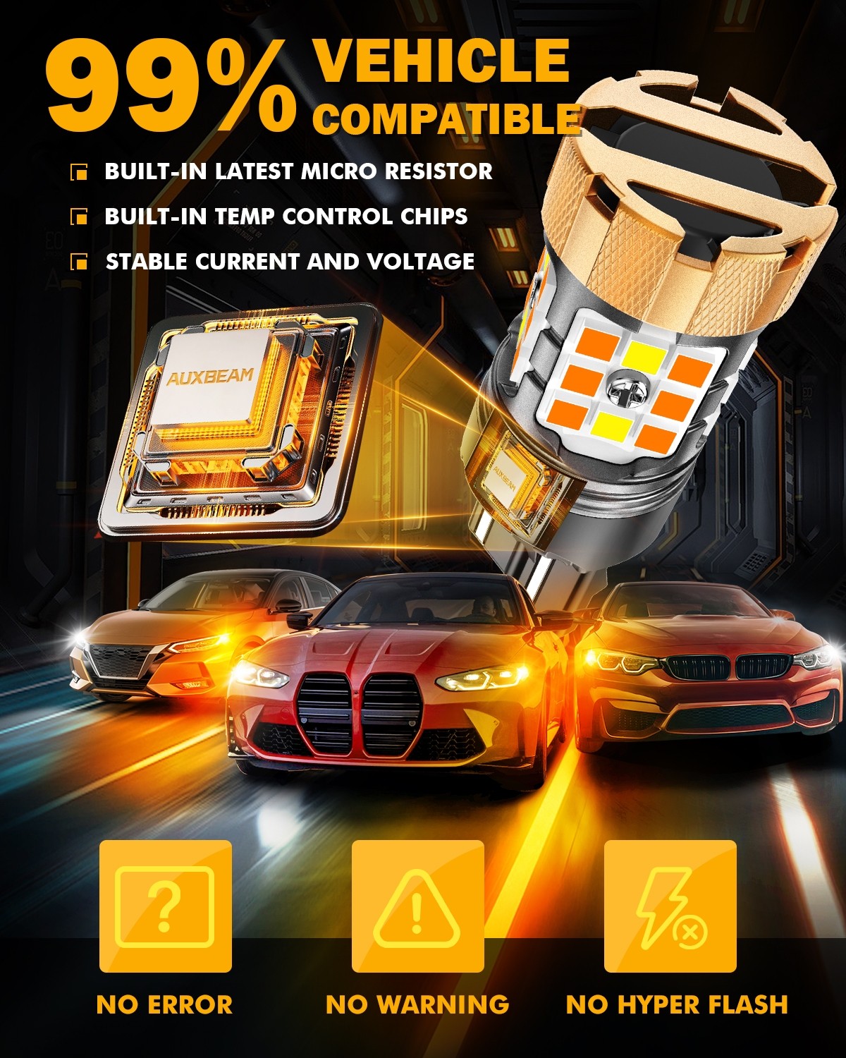 AUXBEAM 7443 7440 7444NA Switch back LED DRL/Turn Signal Light Bulbs White&Amber