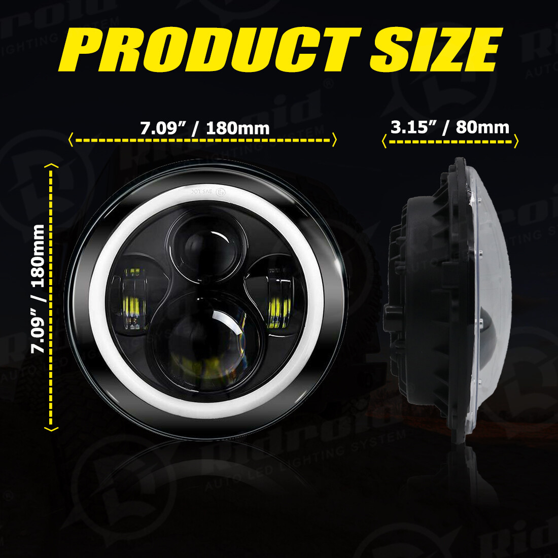 Pair 7″ Inch LED Headlights Halo Angle Eyes For Jeep Wrangler JK(07-14) LJ TJ CJ