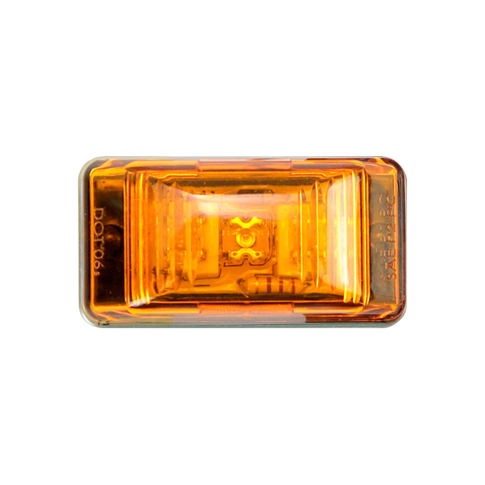 5Pcs 2×1 Square Amber LED Marker Light 3 Diodes Stud Mount Waterproof Clear