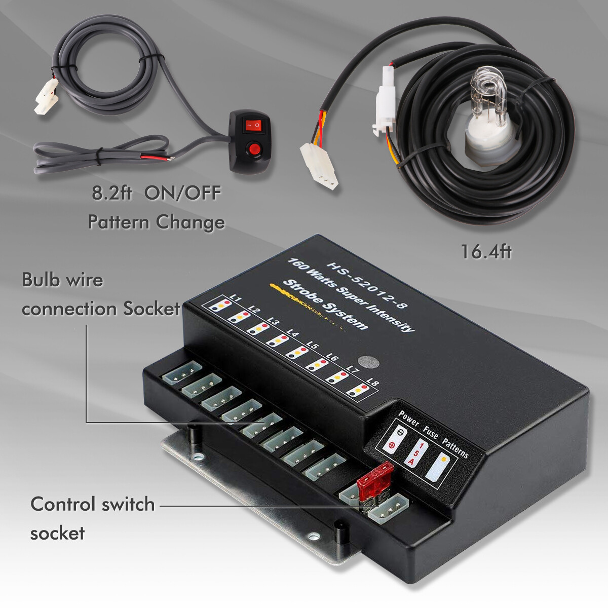 160W 8 HID Bulbs Strobe Lights Kit Hide-A-Way Emergency Hazard Warning Headlight