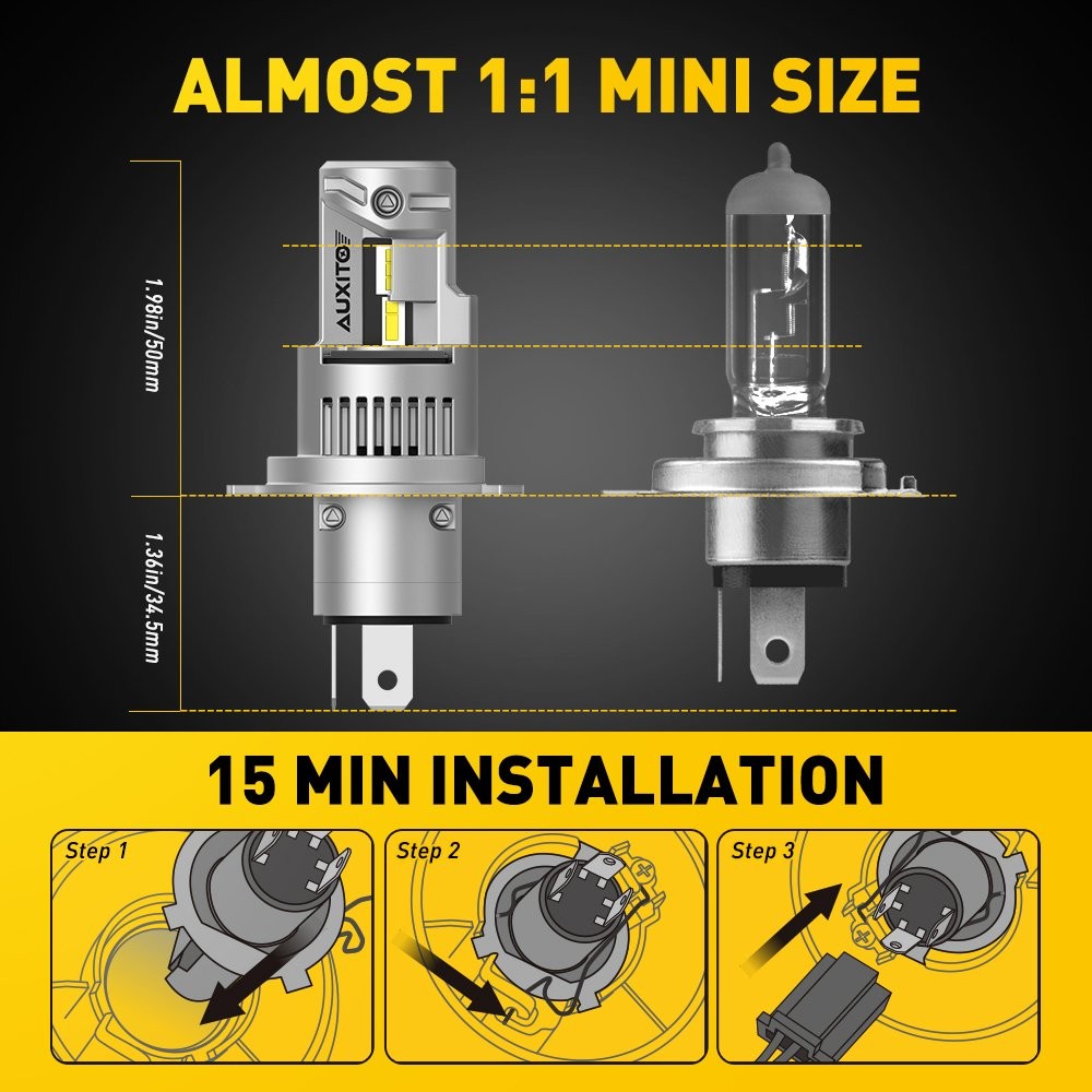 H4 9003 HB2 LED Headlight Bulbs Low Beam Conversion Kit Super Bright White 6000K