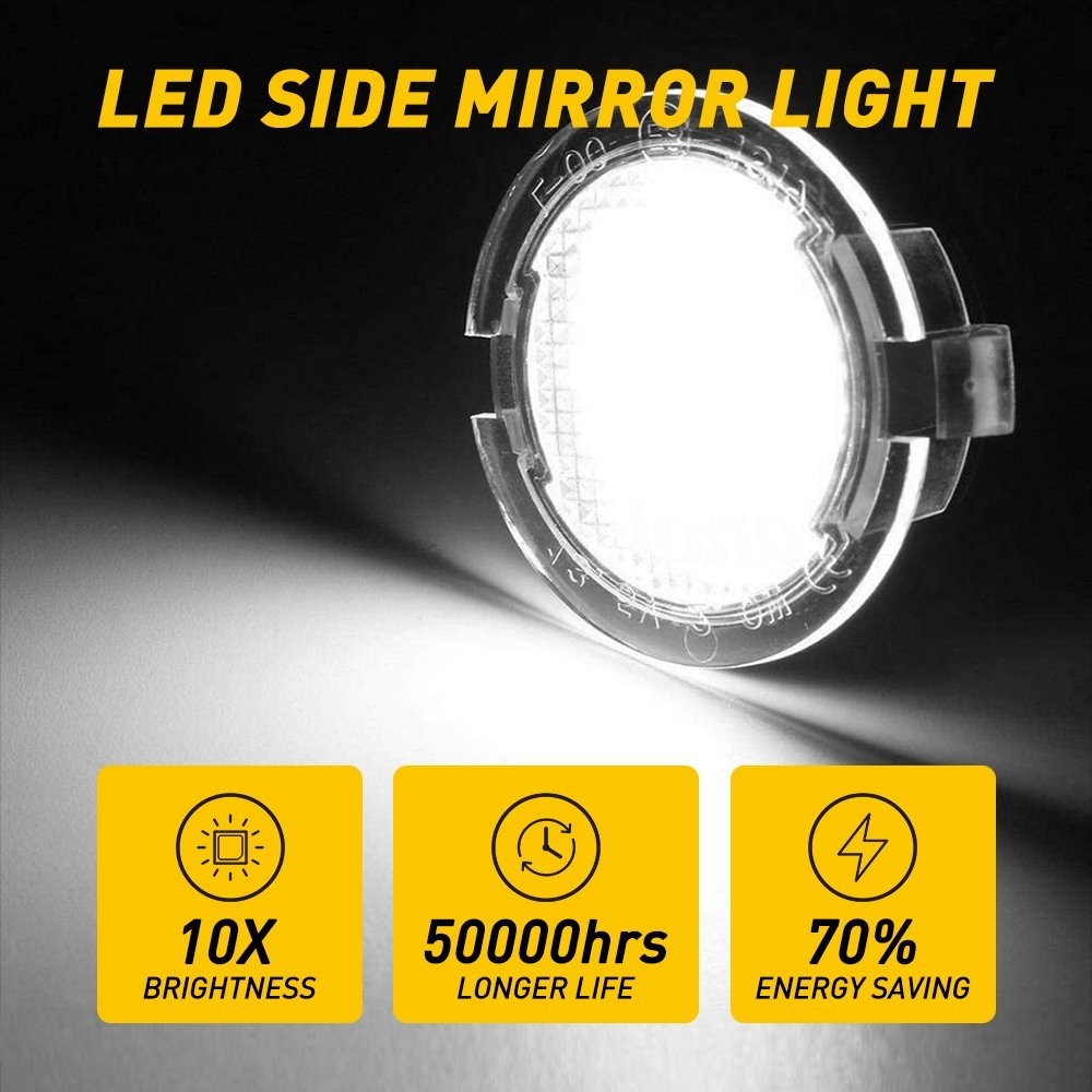 2X White 18-LED Side View Under Mirror Puddle Light for Ford F150 2007-19 US EOA