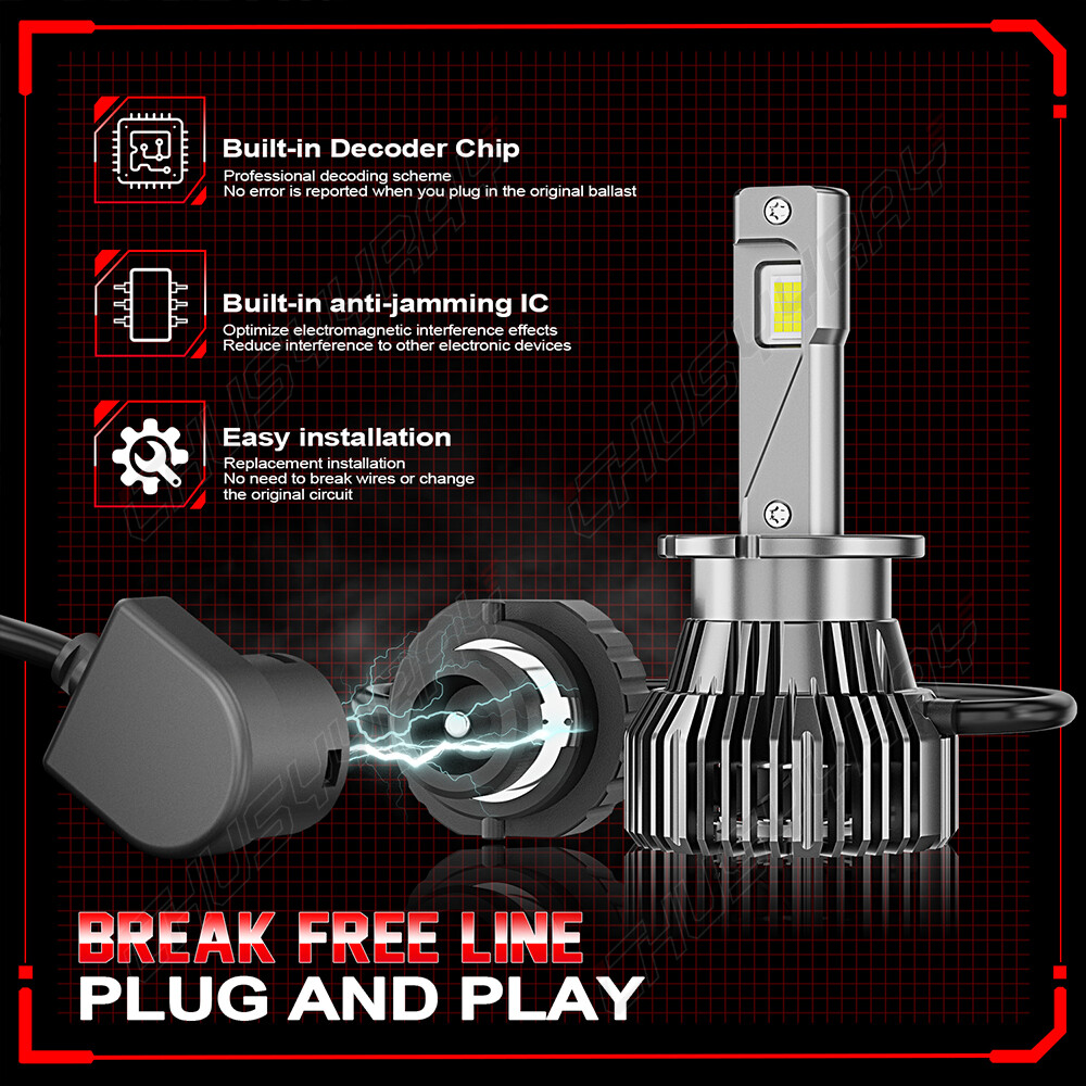 80W 8000LM LED Headlight D2S/D2R/D2C D4R/D4S/D4C HID Xenon Replacement Bulbs