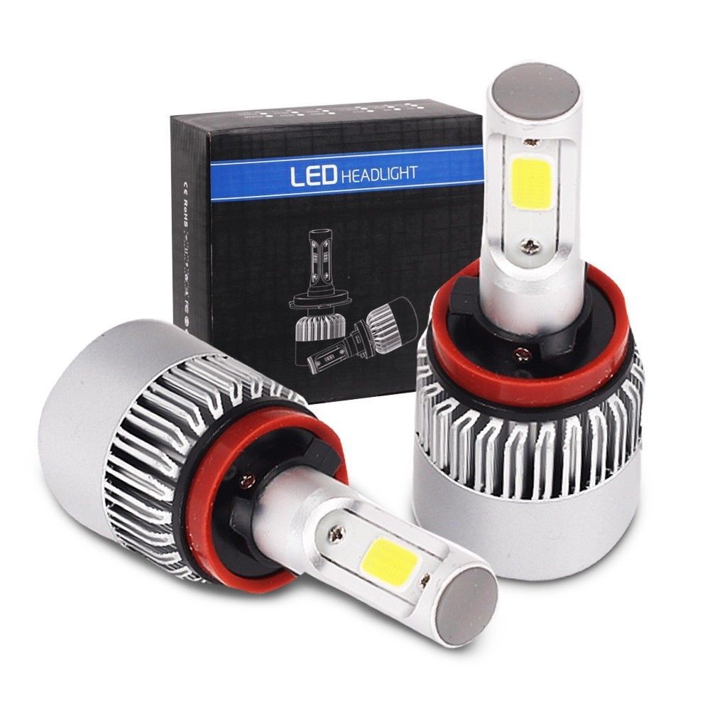 H7 H11 Ice Blue LED Headlight Bulbs Kit High Low Beam Total 144W 16000LM 8000K