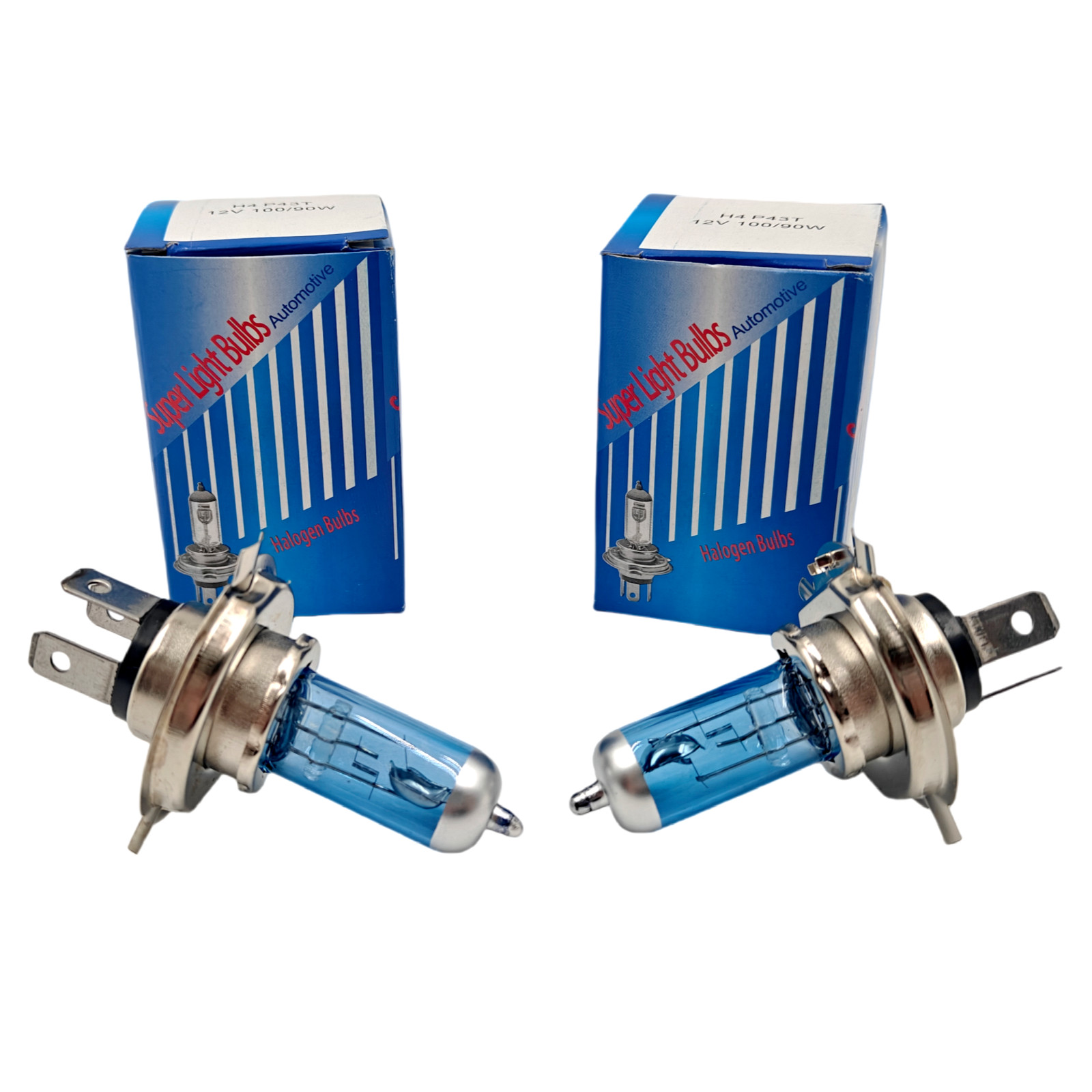 100W H4 9003 6000K Blue Coated Dual High Low Beam Automotive Headlight Bulbs 2pc