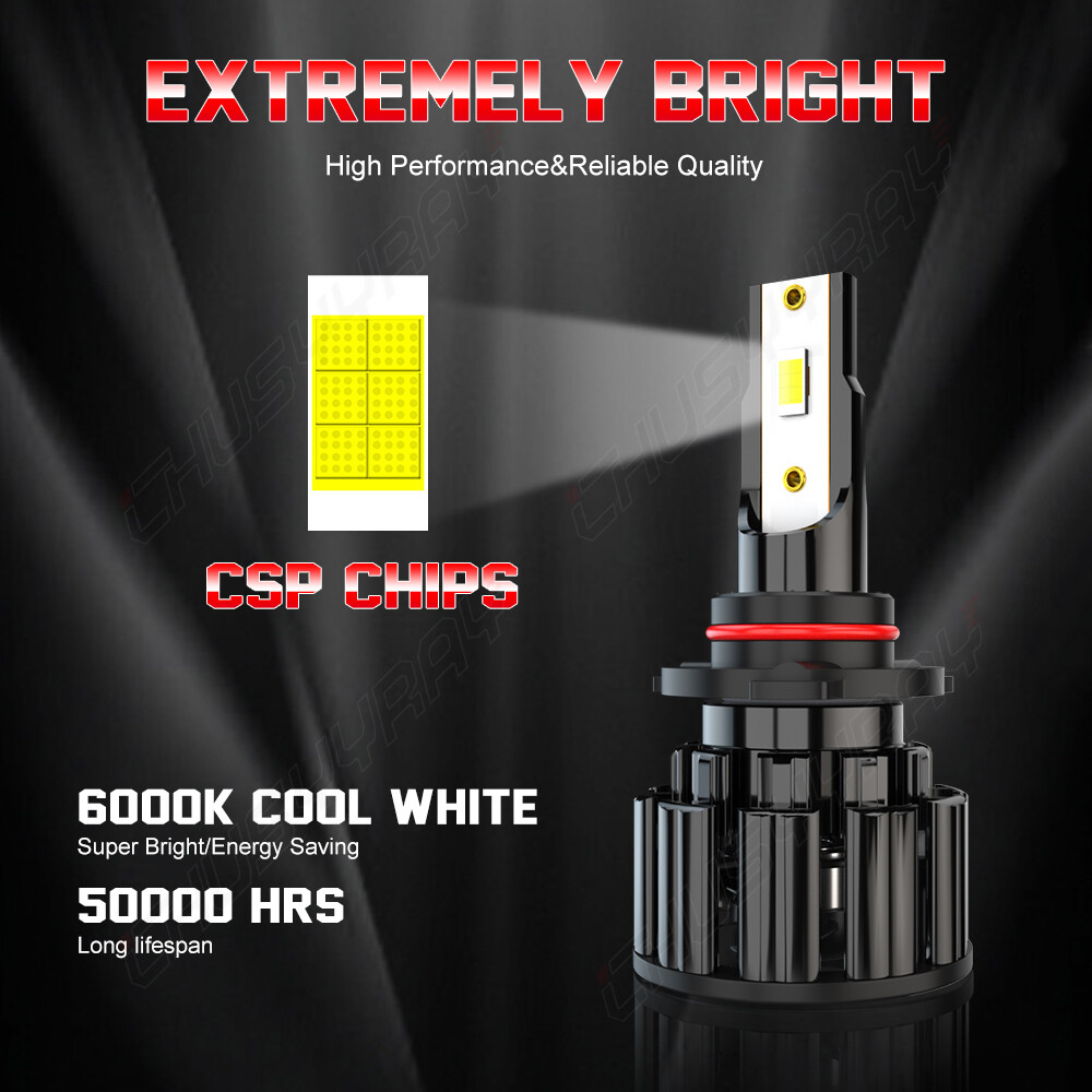 9012/HIR2 H16/5202 LED Headlight Fog Light Kit Bulbs White 6000K Plug&Play 4Pack