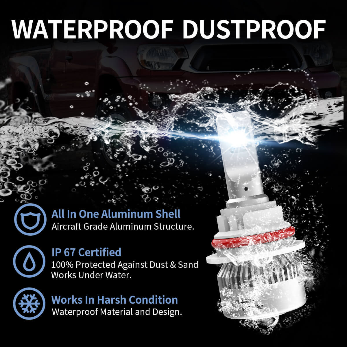 Clear White Lasfit 9007 HB5 LED Headlight Bulbs Lamps High Low Beam Super Bright