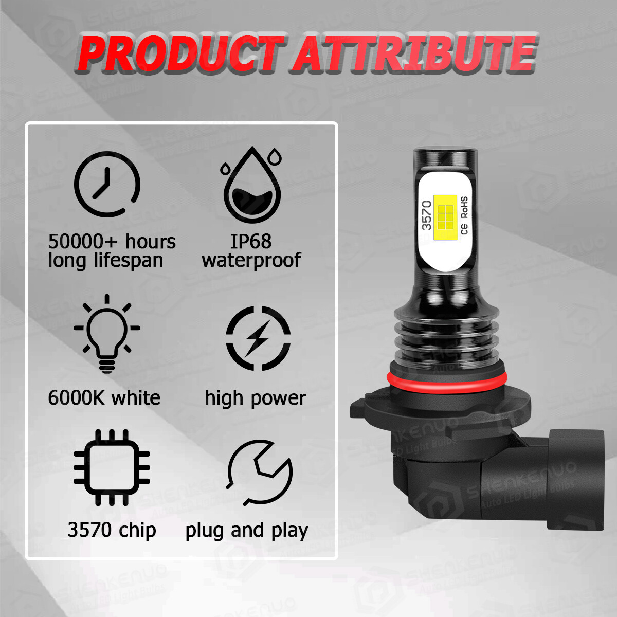 9005+9006 Front LED Headlights Kit Bulbs HIGH LOW Beam White 3570 CSP Chip