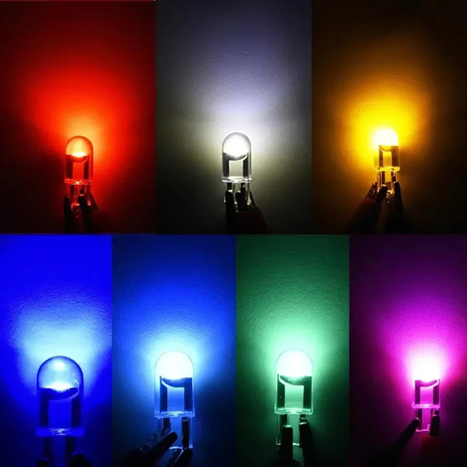 1pc W5W T10 LED Car Bulb 6000K White COB Glass Light for Headlights, License Pla