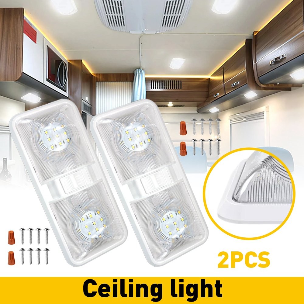 2 12V Pack Led Ceiling RV Dome Light Lighting Interior RV for Trailer Camper