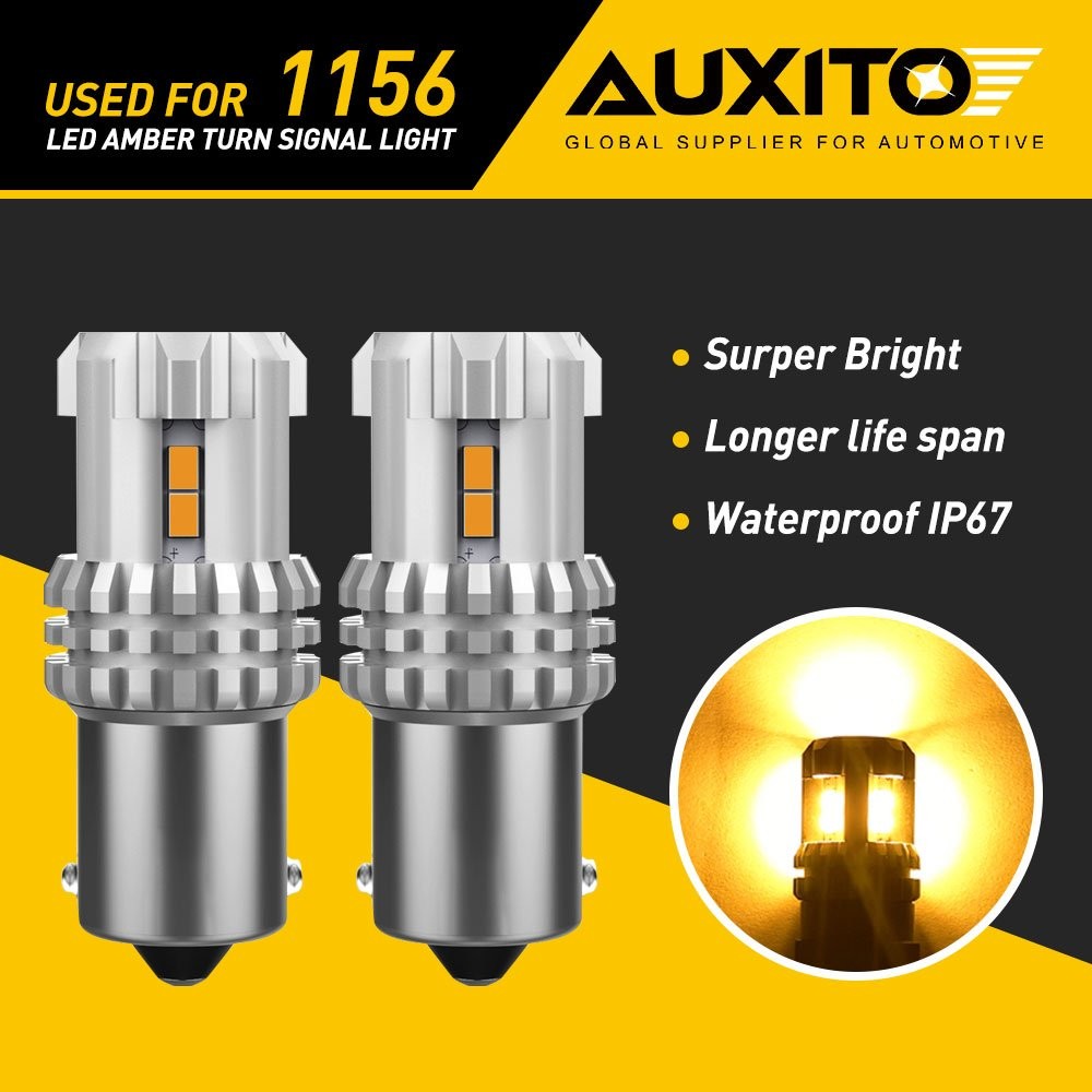 AUXITO 1156 LED Turn Indicator Signal Brake Amber Light Bulbs BA15S Yellow 7506
