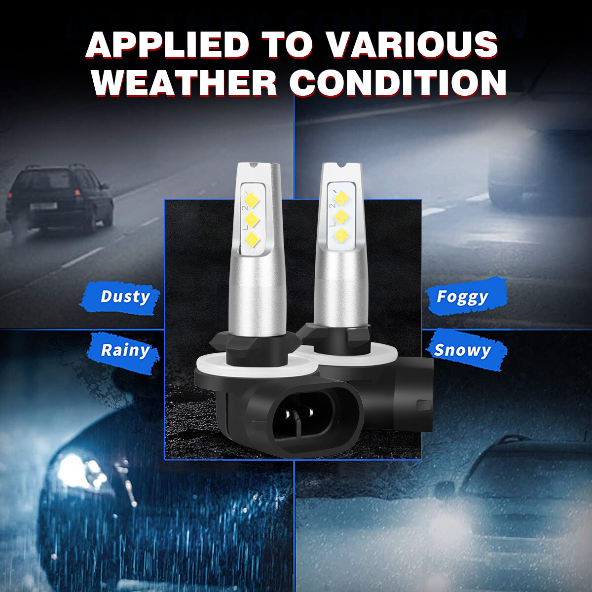 881 H27W/2 LED Headlight Zero Bulb 4000LM 40W Daytime Running Light Bulb White