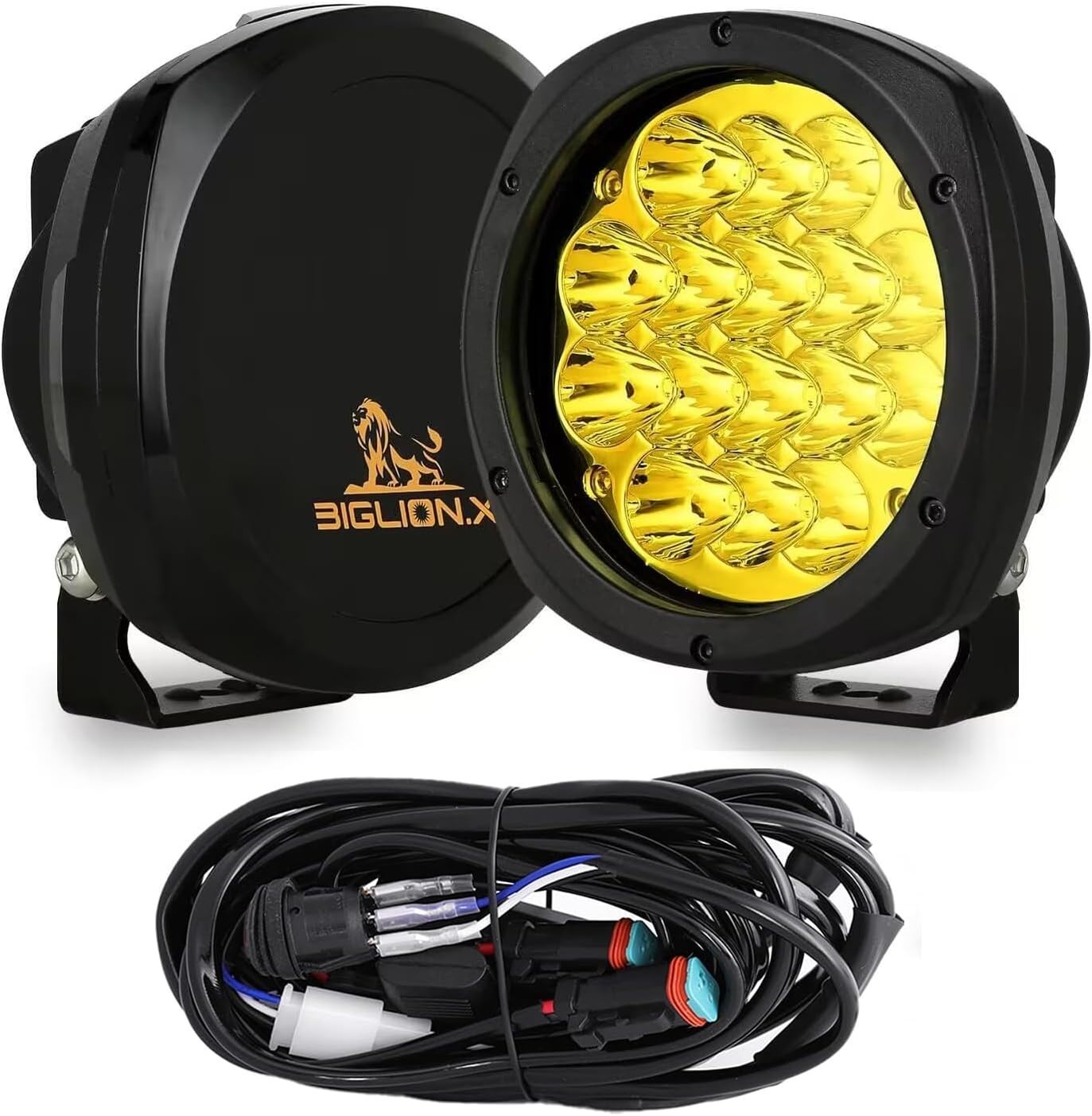 5 Inch Pair 160W Amber Round LED Offroad Lights 18800LM Amber Yellow OffRoad