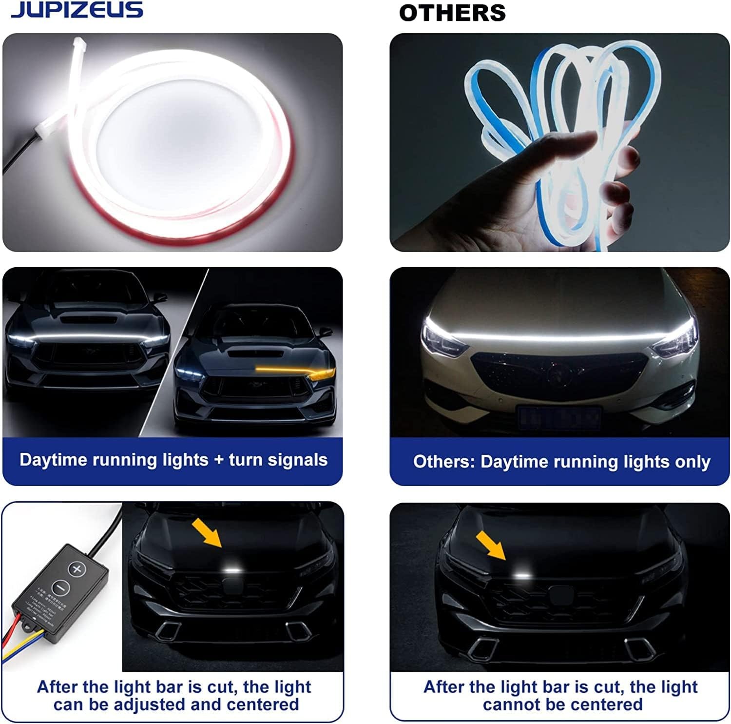 For 2M Flexible White Yellow Dual Tone Running Light